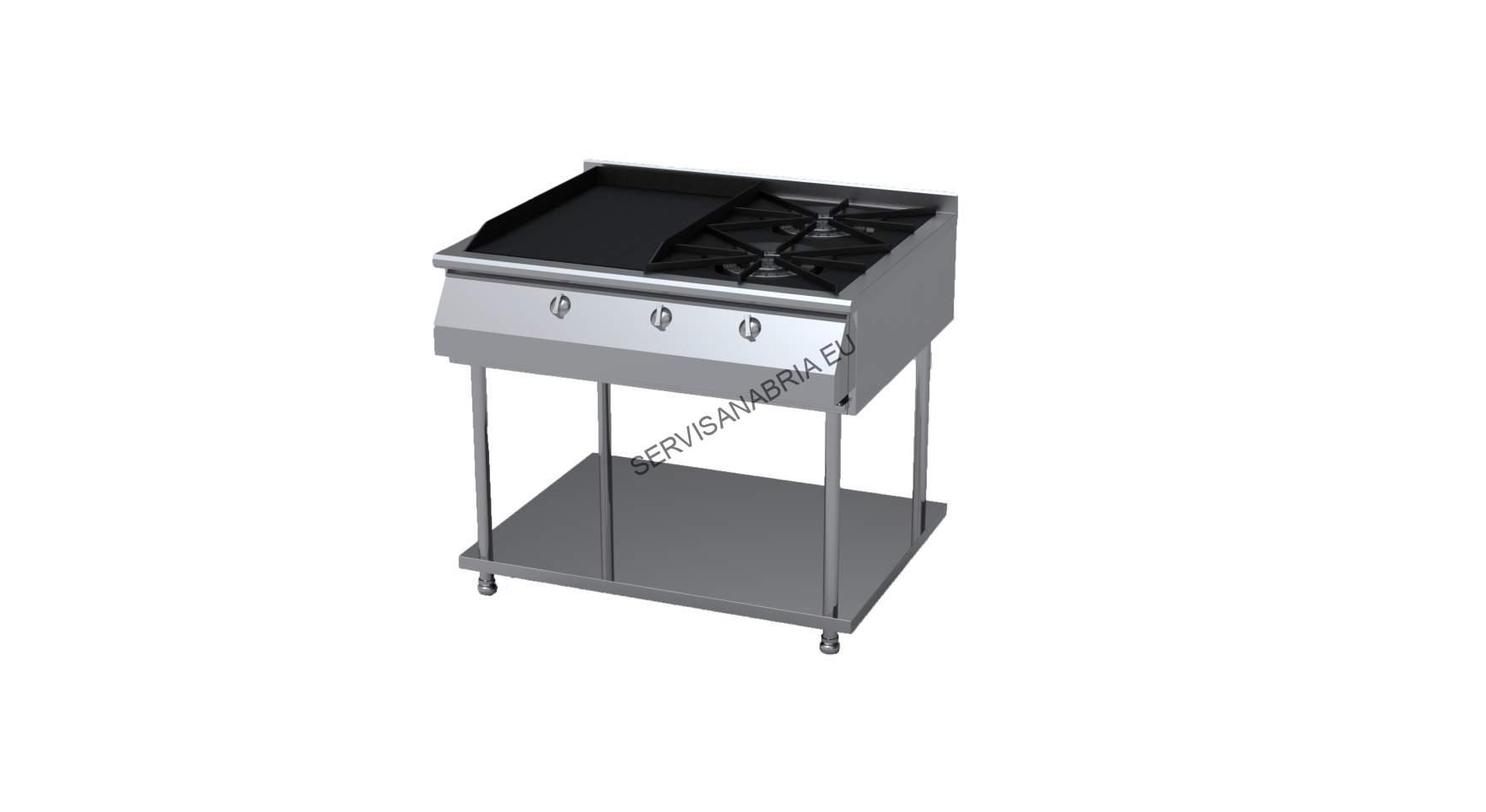 Estufa Industrial de 2 Puestos con Plancha