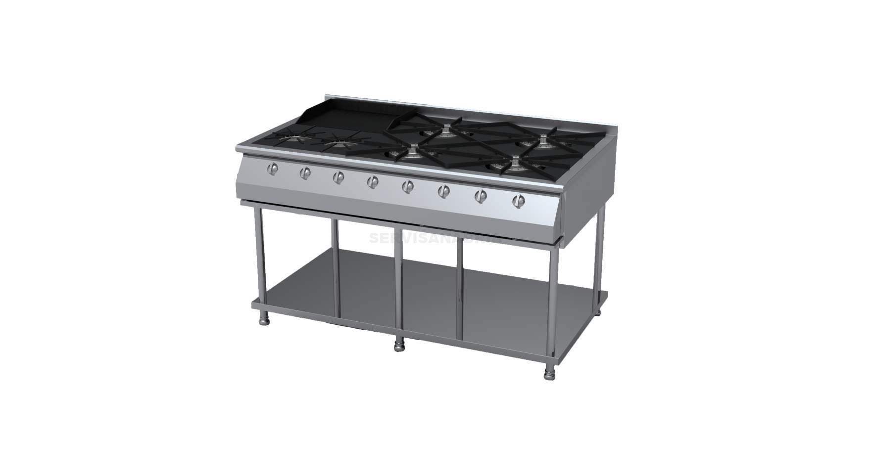 Estufa Industrial 6 Puestos con Plancha