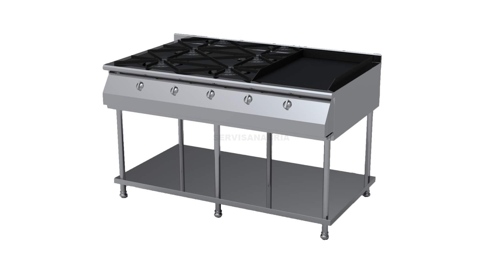 Estufa Industrial 4 Puestos con Plancha